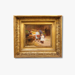 huile-sur-panneau-la-marchande-par-victor-gilbert