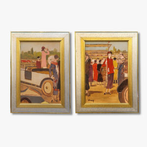 huile sur panneau-au-rallye-signe-bergen-vers-1930