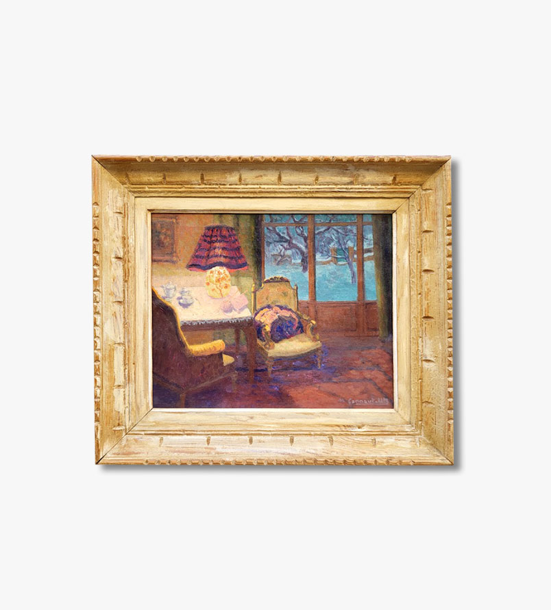 huile-sur-toile-interieur-avec-vue-sur-neige-par-micheline-cannaut-utz