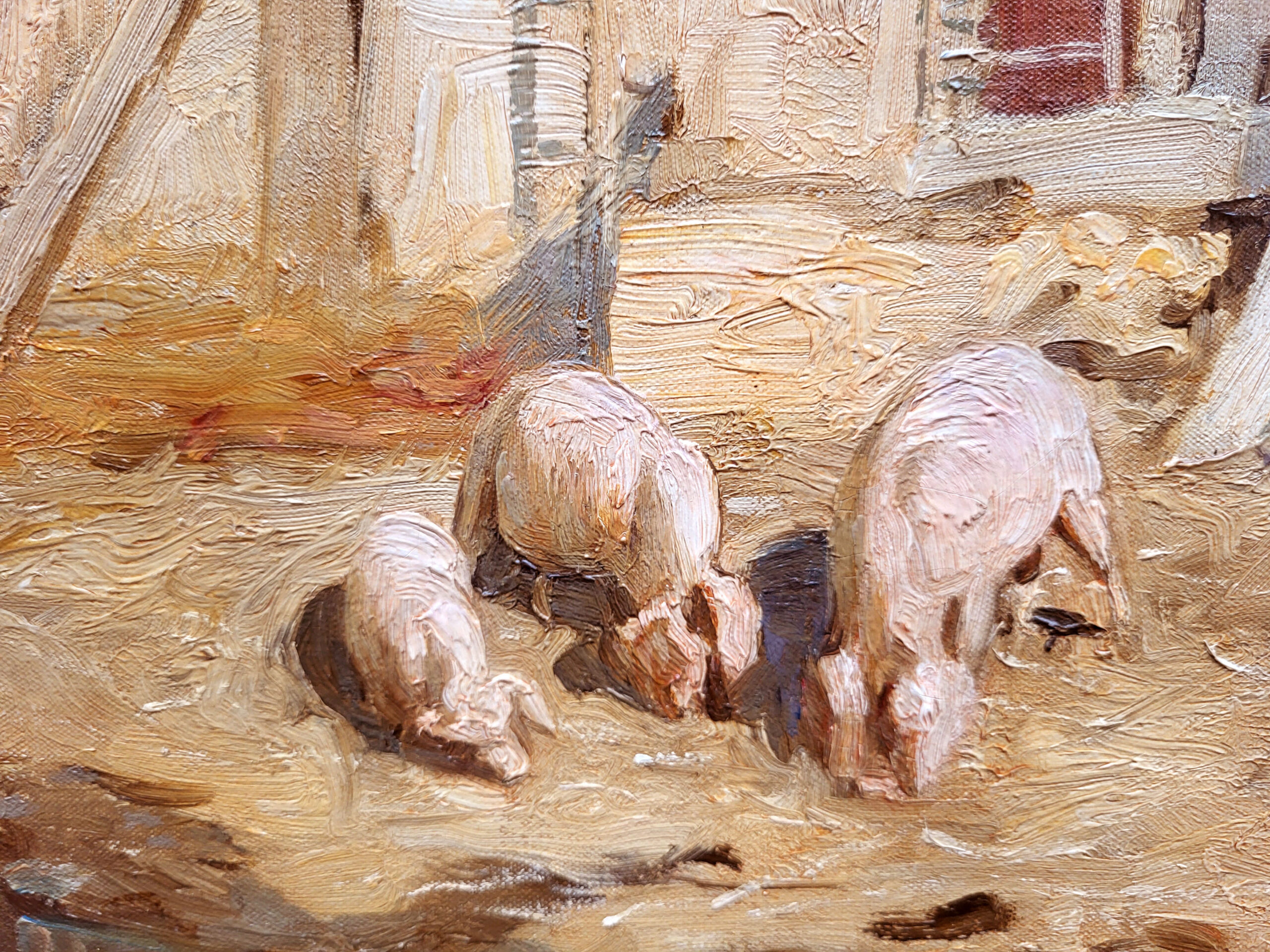 huile-sur-toile-le-fermier-et-ses-cochons-par-abel-bertram-3