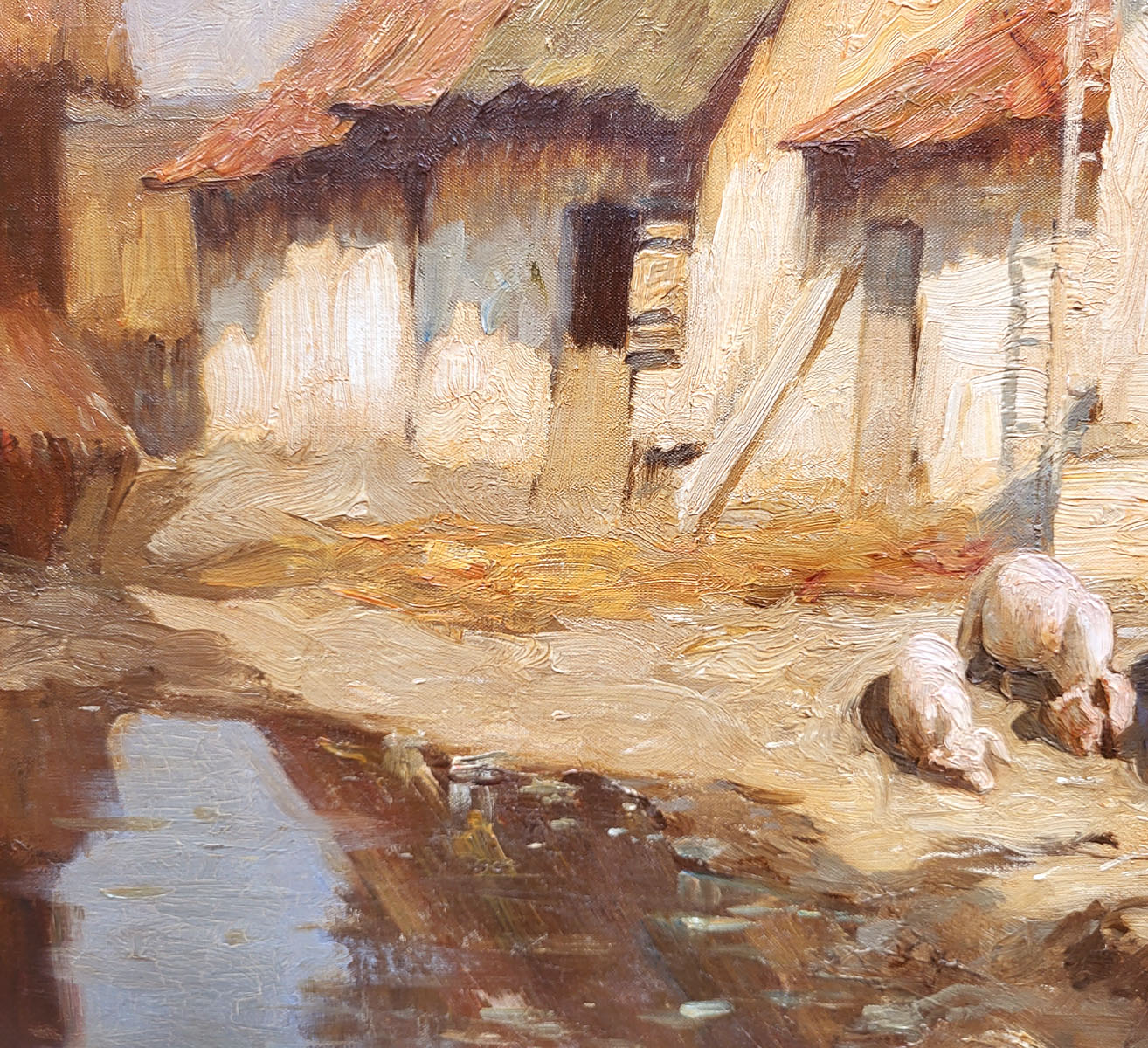 huile-sur-toile-le-fermier-et-ses-cochons-par-abel-bertram-4
