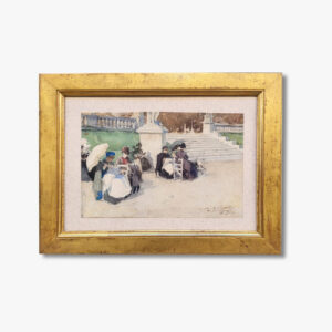 aquarelle-meres-et-enfants-au-jardin-du-luxembourg-par-henri-zuber