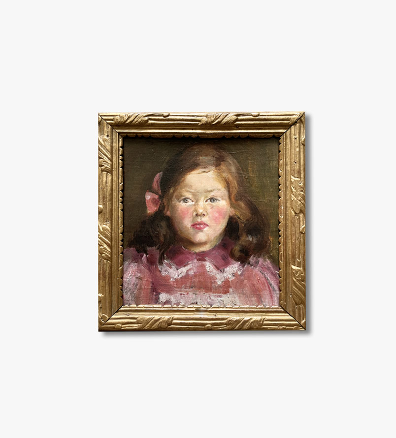 huile-sur-carton-portrait-petite-fille-debut-20-eme