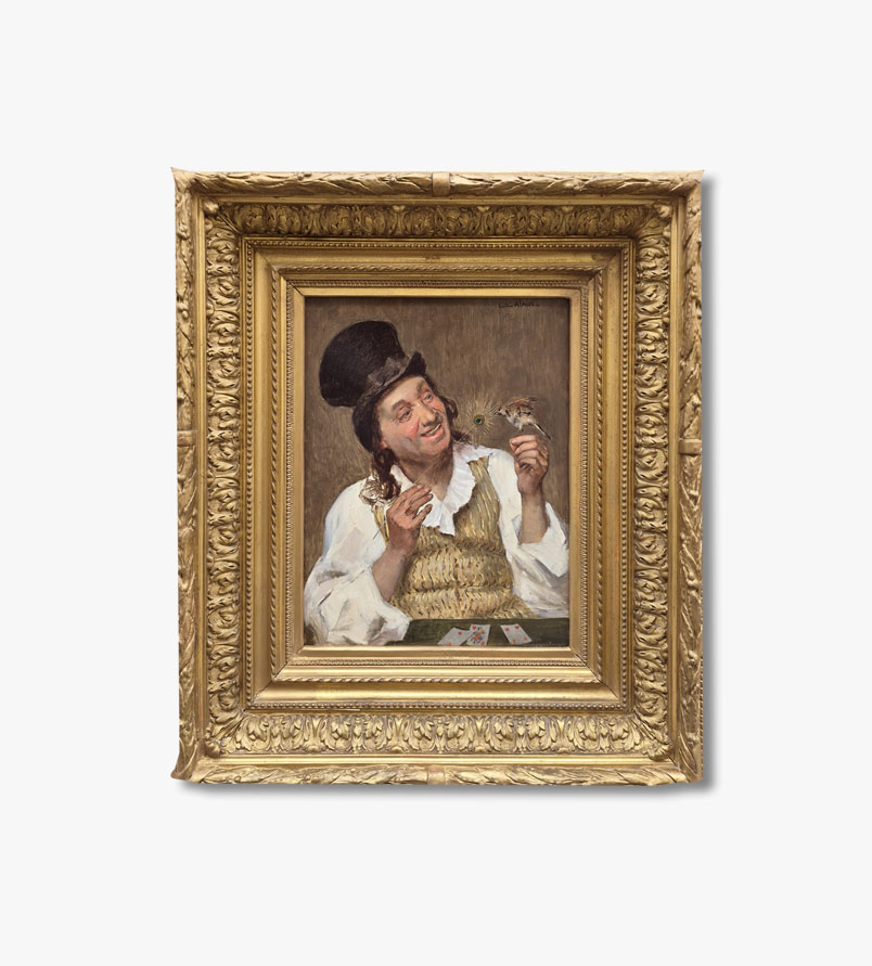 huile-sur-panneau-l-oiseau-et le-magicien-par-guillaume-alaux