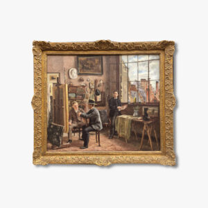 huile-sur-toile-l-atelier-du-peintre-par-louis-van-engelen