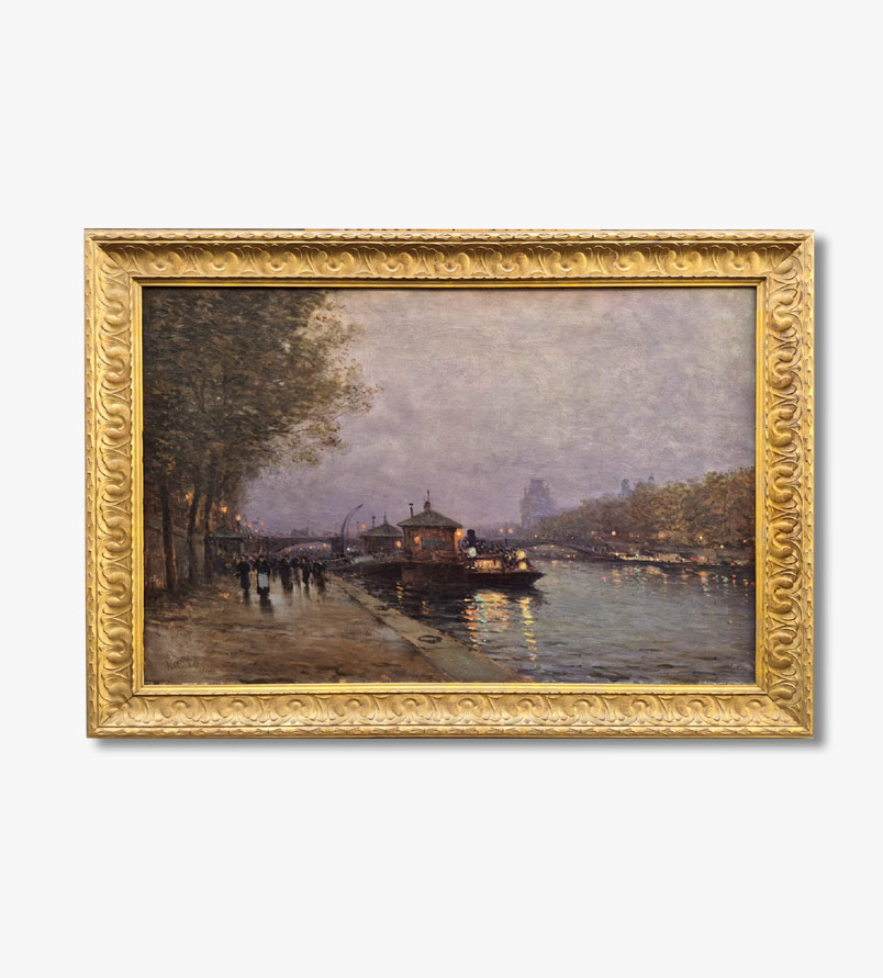 huile-sur-toile-le-quai-de-conti-de-nuit-par-edmond-paul-villiers