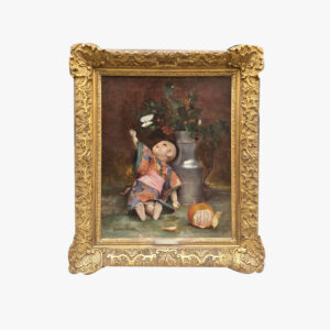 huile-sur-toile-nature-morte-a-la-poupee-eta-u-papillon-par-paul-chocarne-moreau