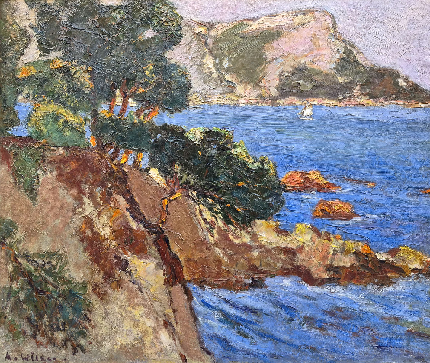 huile-sur-carton-le-capr-roux-beaulieux-sur-mer-par-andre-wilder-1