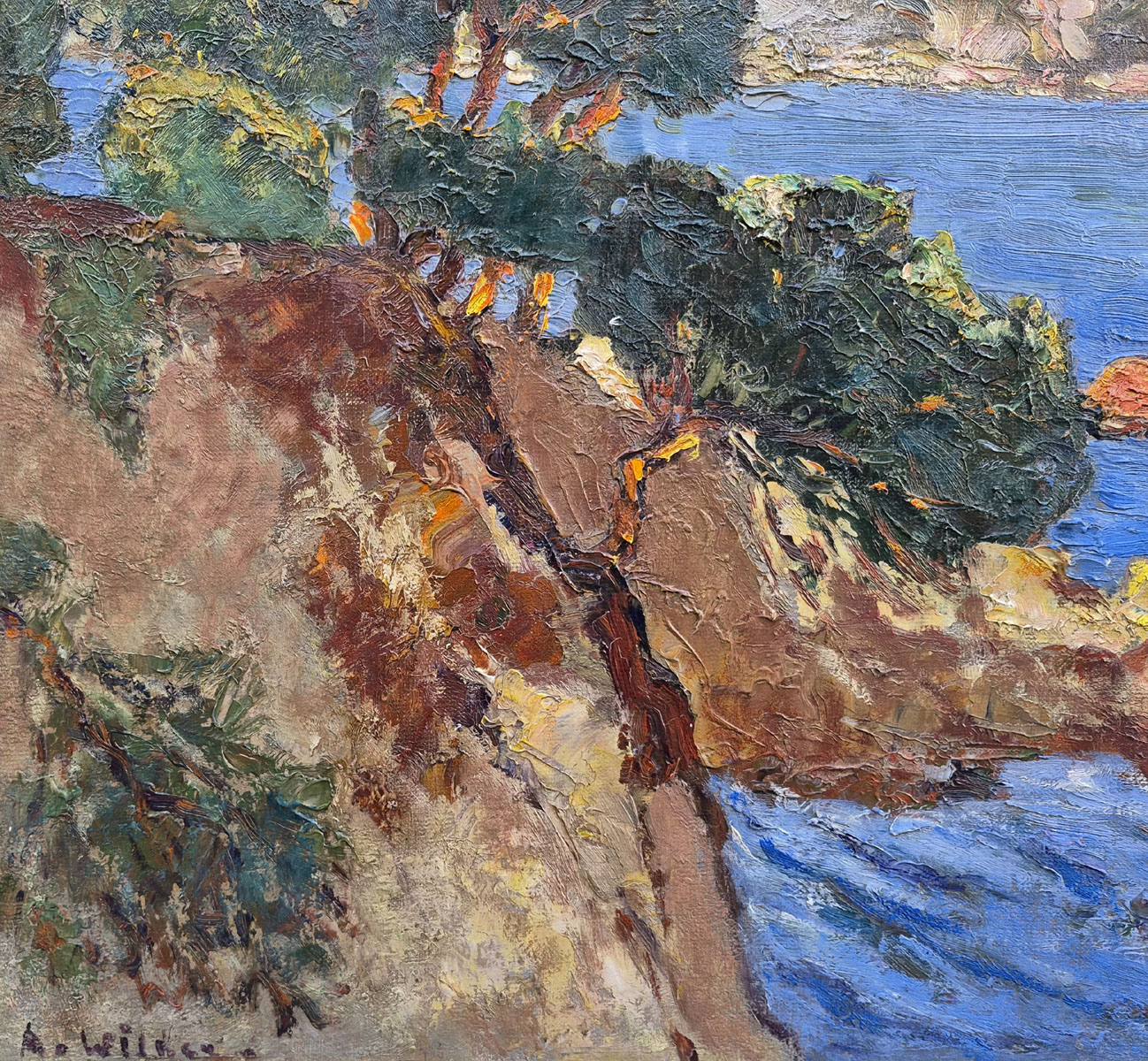 huile-sur-carton-le-capr-roux-beaulieux-sur-mer-par-andre-wilder-4