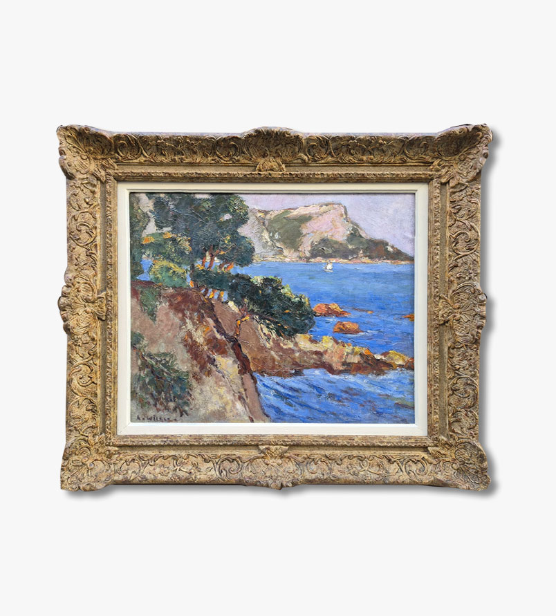 huile-sur-carton-le-capr-roux-beaulieux-sur-mer-par-andre-wilder