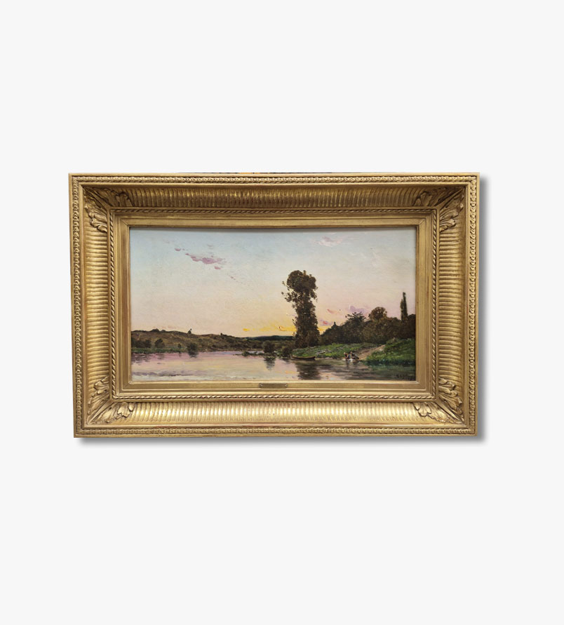 huile-sur-panneau-lavandieres-en-bord-de-seine-par-hippolyte-camille-delpy