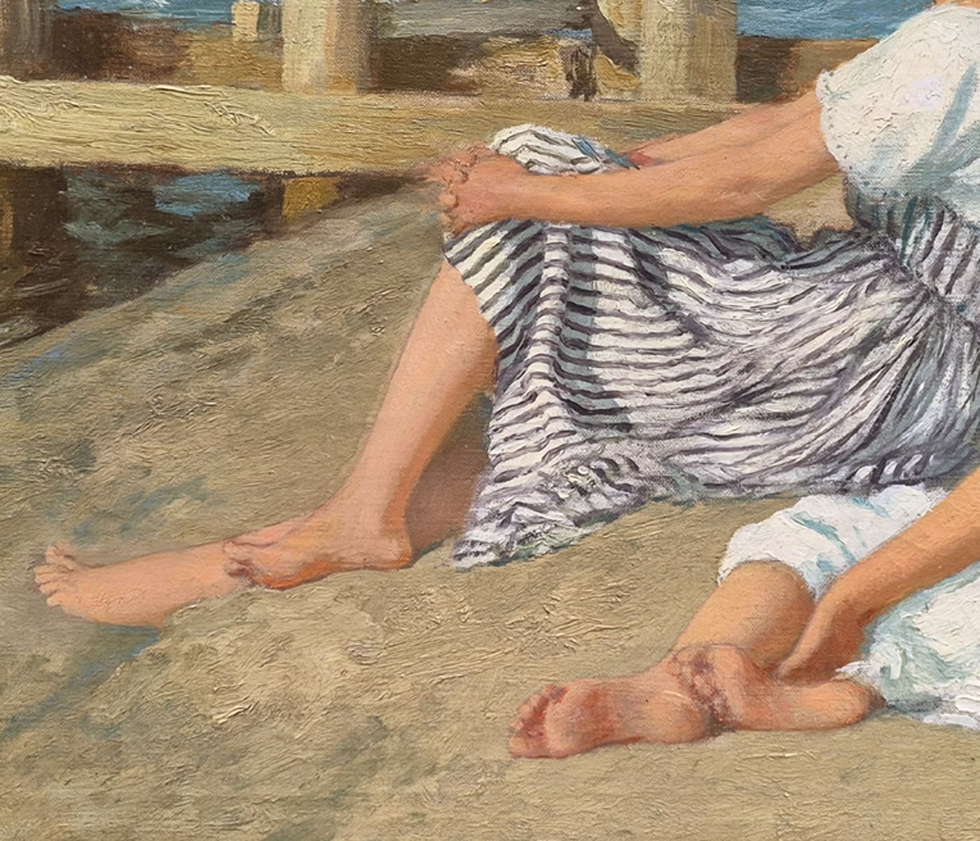 huile-sur-toile-jeune-fille-a-la-plage-parhermann-seeger-4