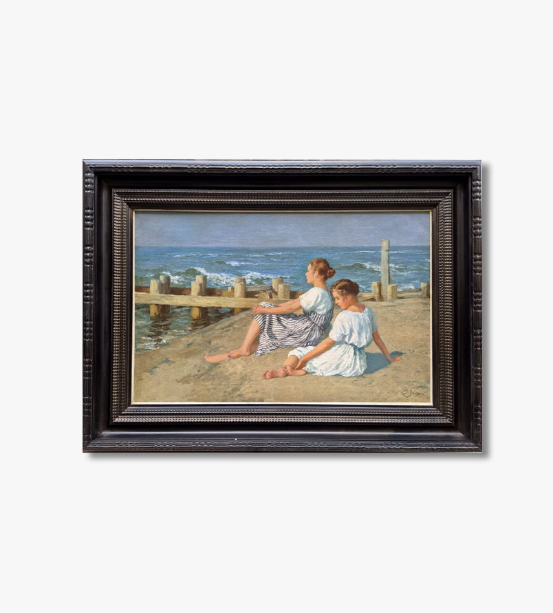 huile-sur-toile-jeune-fille-a-la-plage-parhermann-seeger