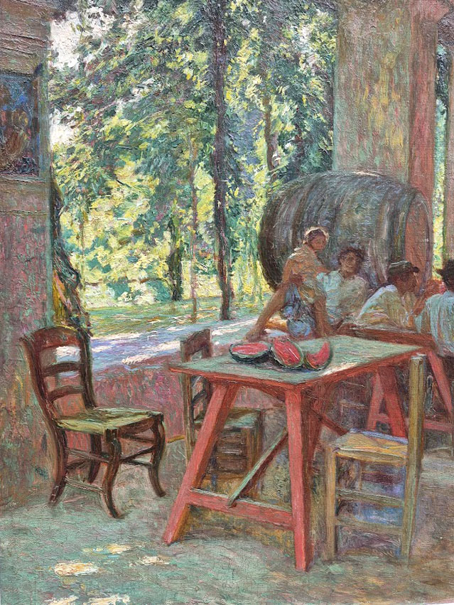 huile-sur-toile-le-repos-des-vendangeurs-par-octave-guillonnet-3