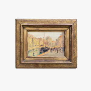 huile-sur-panneau-bateaux-a-quai-debut-20-eme