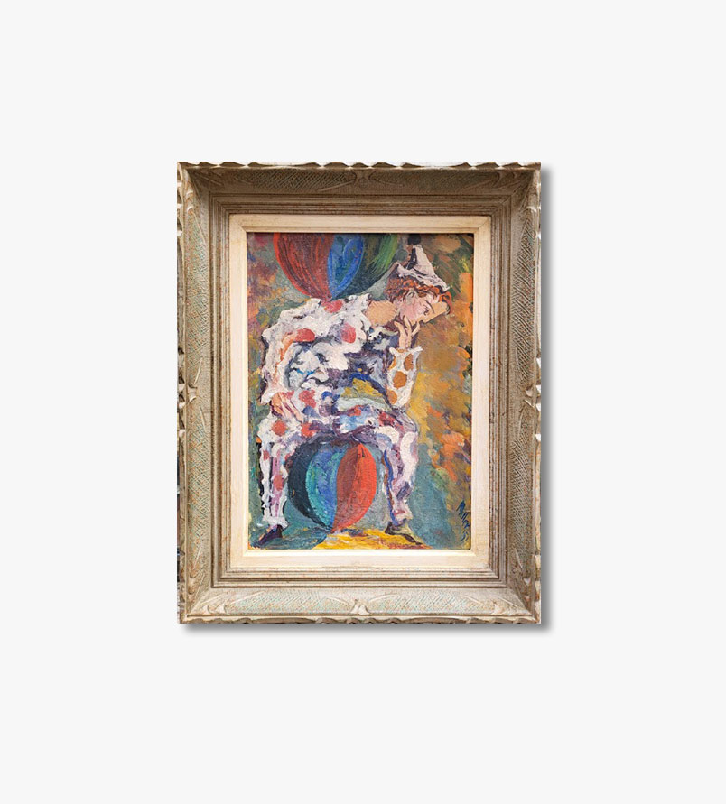 huile-sur-panneau-clown-attribue-a-henri-miller