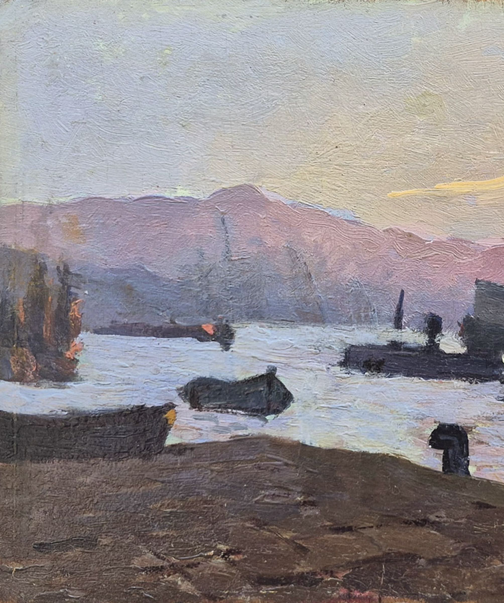 huile-sur-panneau-port-en-fin-de-journee-debut-20-eme-3