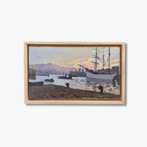 huile-sur-panneau-port-en-fin-de-journee-debut-20-eme