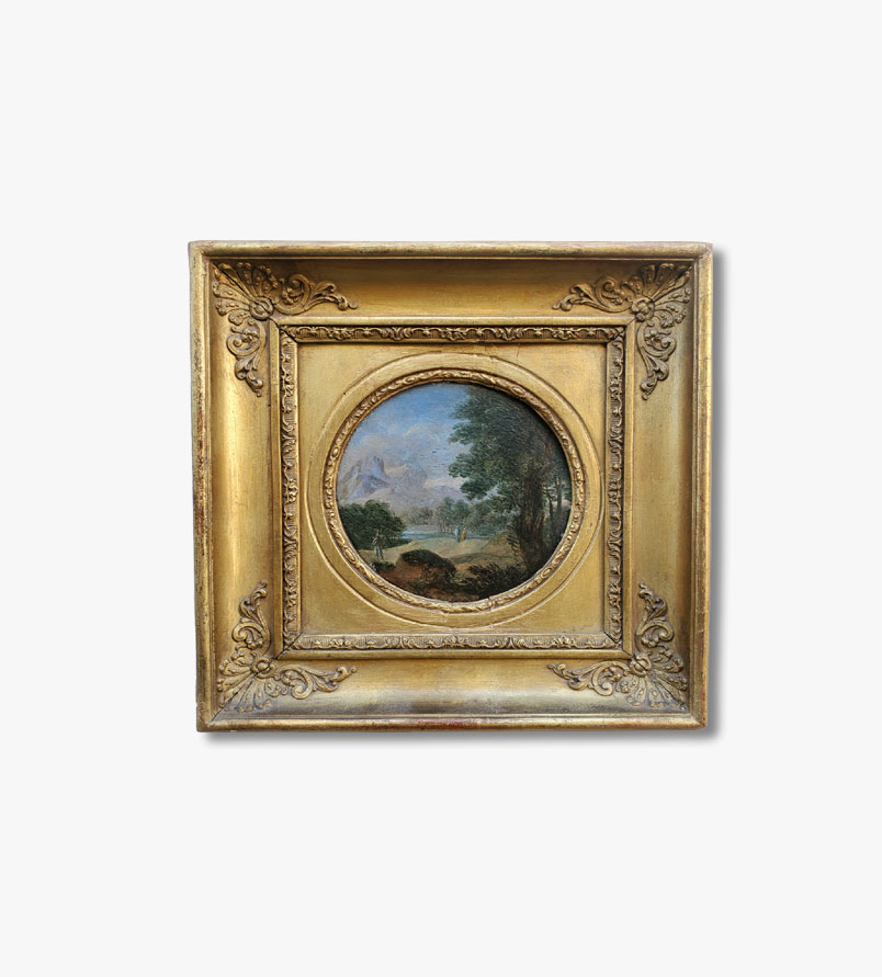 huile-sur-panneau-ronde-paysage-attribuee-a-grabirel-perrelle