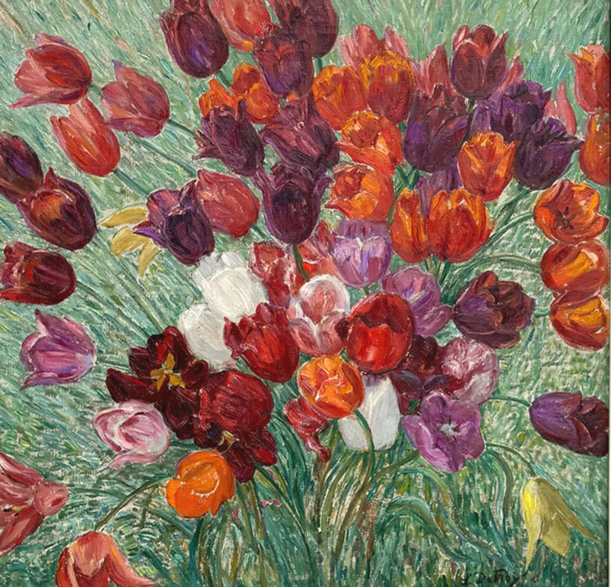 huile-sur-toile-bouquets-de-tulipes-par-leon-detroy-1