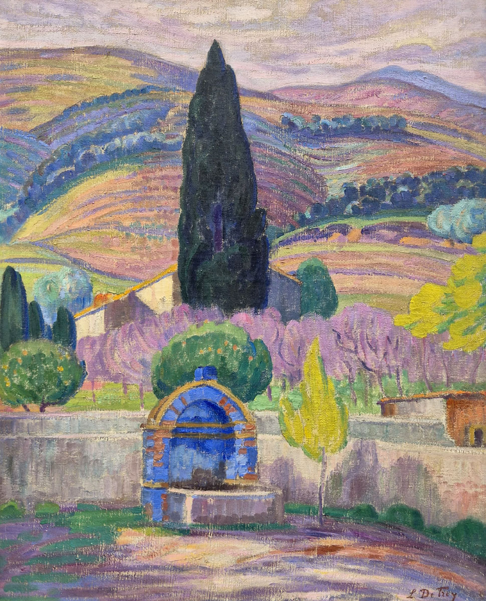 huile-sur-toile-fontaine-en-provence-par-leon-detroy-1