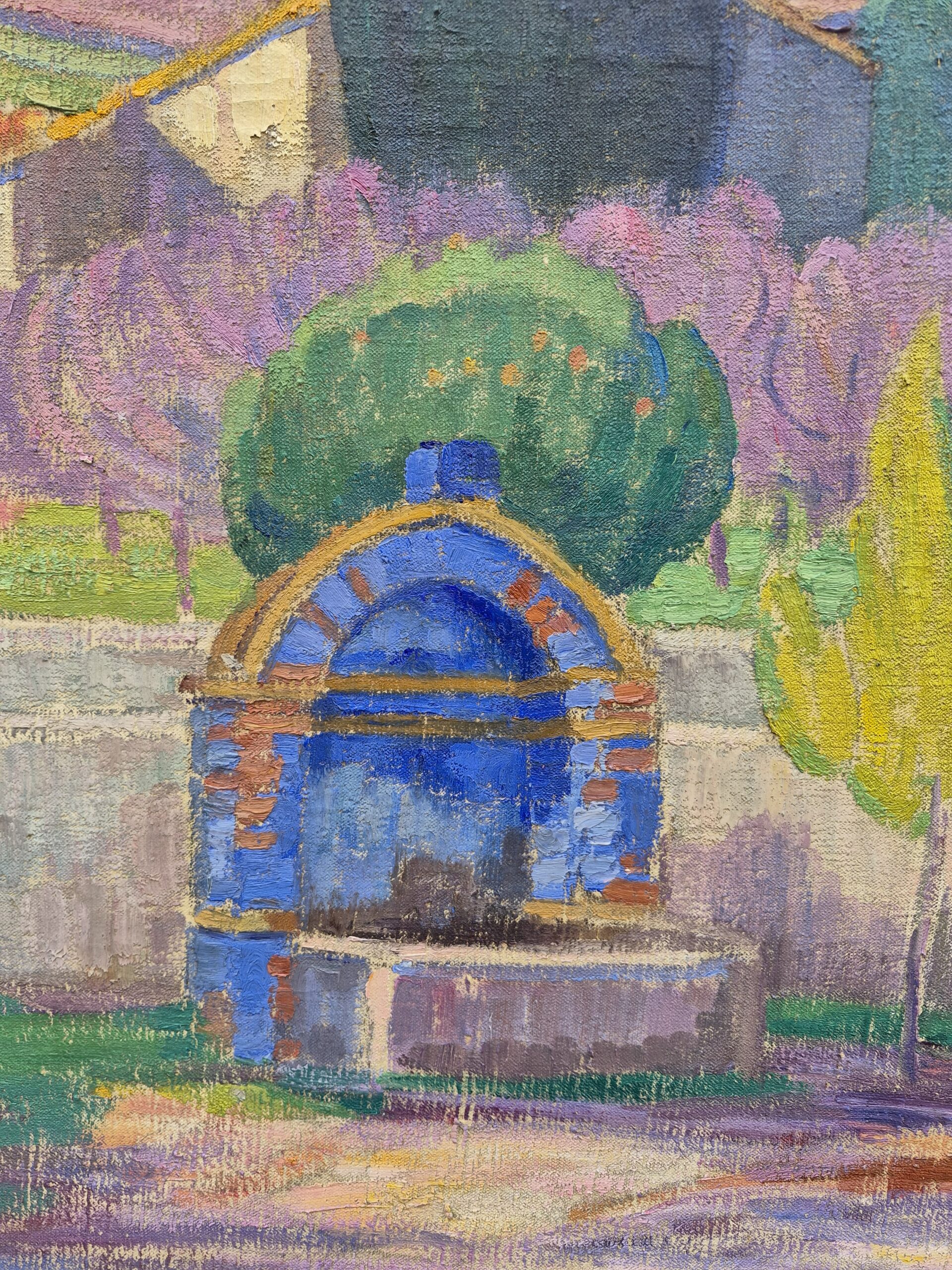 huile-sur-toile-fontaine-en-provence-par-leon-detroy-2