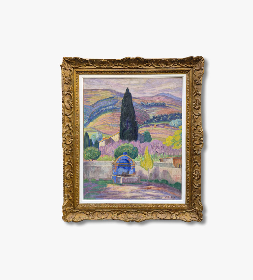 huile-sur-toile-fontaine-en-provence-par-leon-detroy