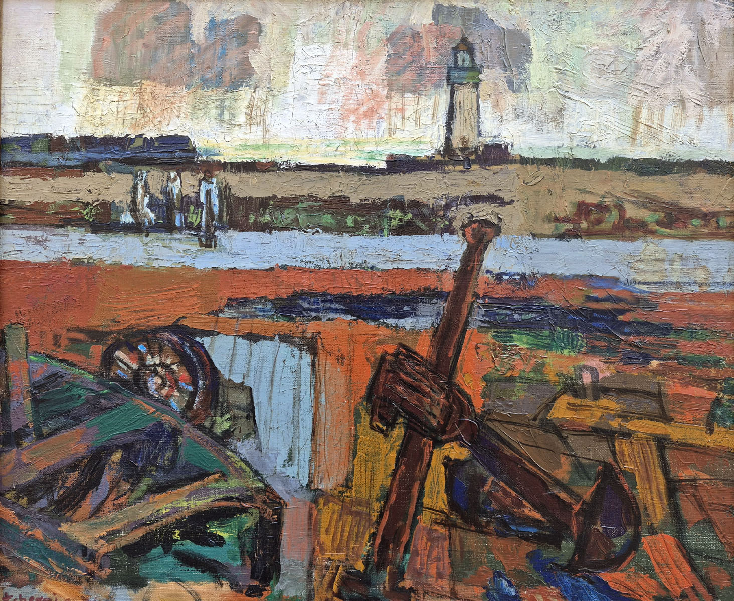 huile-sur-toile-paysage-au-phare-par-charles-tcherniawsky-1