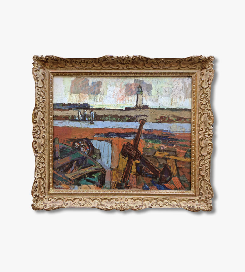 huile-sur-toile-paysage-au-phare-par-charles-tcherniawsky