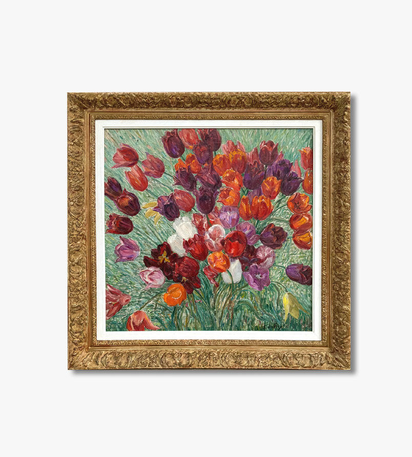 huile-sur-toile-bouquets-de-tulipes-par-leon-detroy