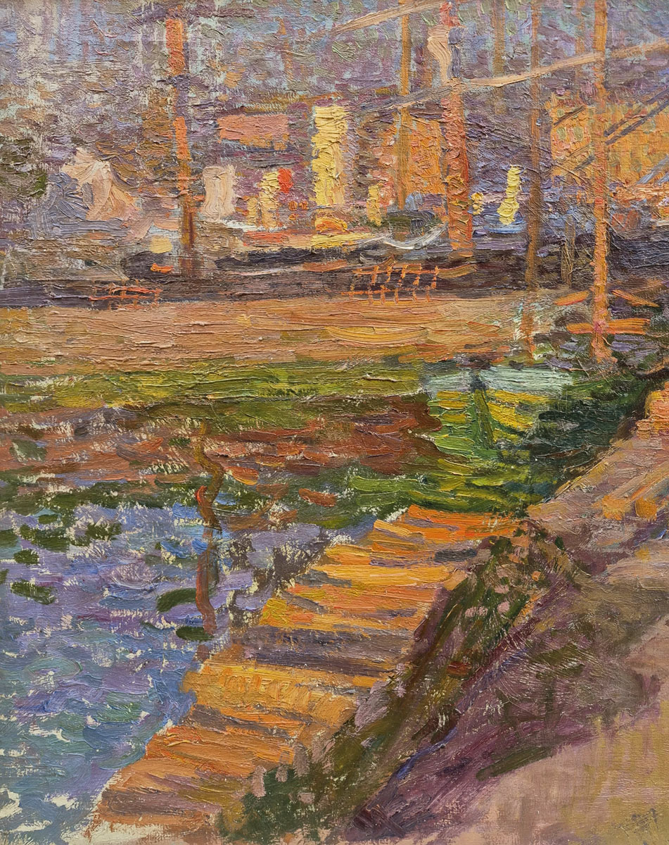 huile-sur-tole-vue-un matin-dans-le-vieux-port-marseille-par-augustin-carrera-2