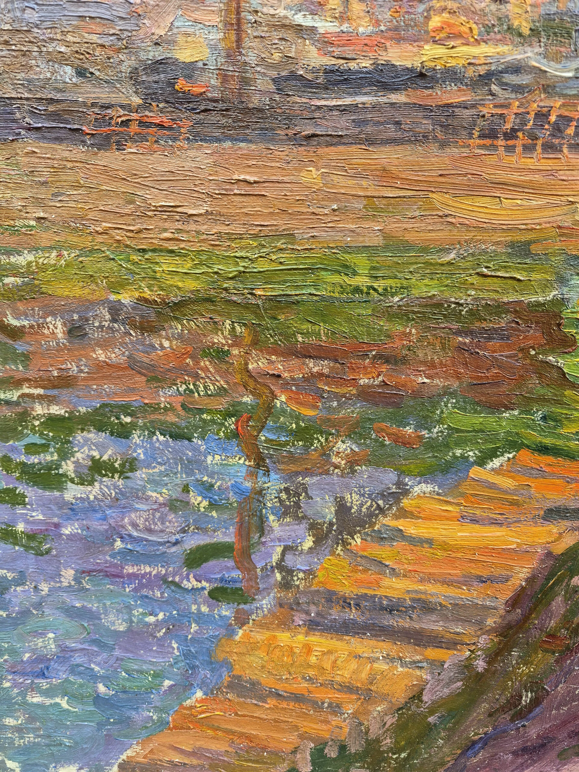 huile-sur-tole-vue-un matin-dans-le-vieux-port-marseille-par-augustin-carrera-8