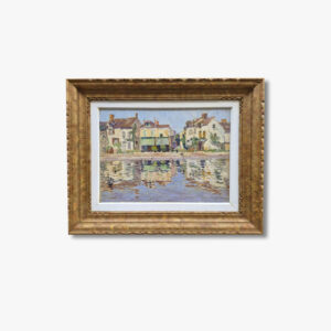 huile-sur-carton-maison-en-bord-de-riviere-par-paul-mathieu